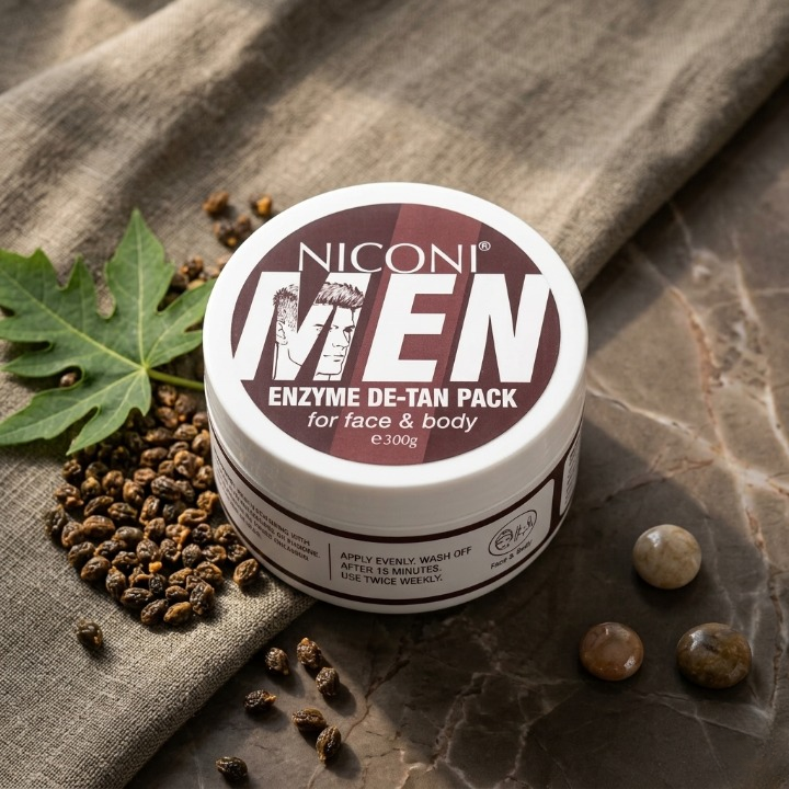 NICONI MEN Enzyme De-Tan Pack – Face & Body Deep Cleansing & Tan Removal Cream 300g