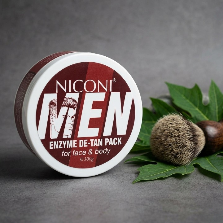 NICONI MEN Enzyme De-Tan Pack – Face & Body Deep Cleansing & Tan Removal Cream 300g